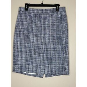 J Crew Size 8 Blue Patterned Cotton Blend No 2 Pencil Skirt Lined Spring Summer